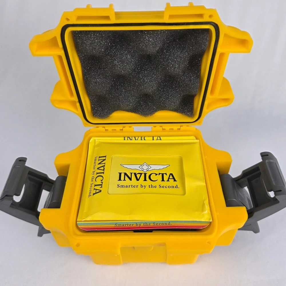 Invicta Watch Waterproof Impact Case Yellow Hard Shell Manual NO WATCH Geocache